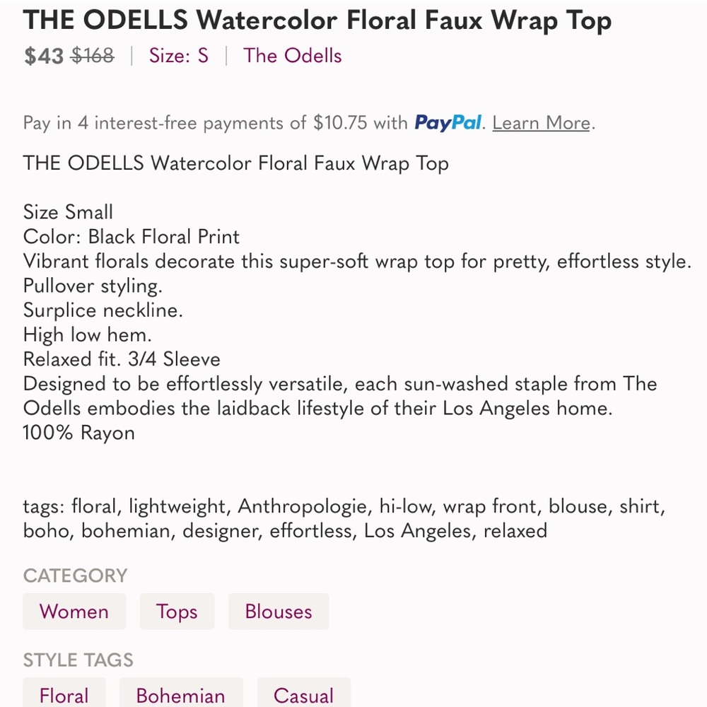 Anthropologie The Odells Floral V-Neck Top Blouse - Picture 9 of 9